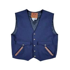 Schaefer Outfitter Wool Western Vest Rancher Men's Large Navy USA Made